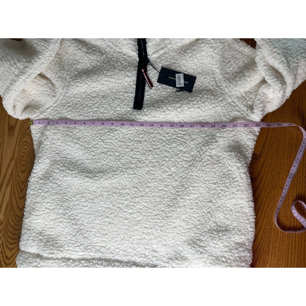 Tommy Hilfiger White Fuzzy Zip-Up Sweatshirt Size XL New! - Picture 3 of 8